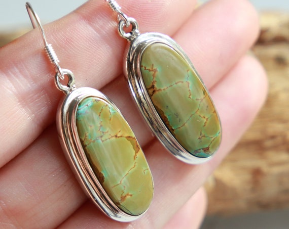 MOTTLED TURQUOISE EARRINGS - Rare 925 Silver Gemstone - Navajo Earrings - Natural Crystal - Vintage style jewellery - December Birthstone
