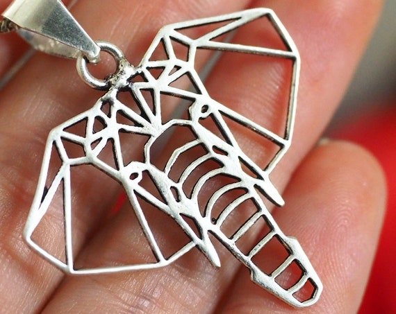 GEOMETRIC ELEPHANT NECKLACE - Silver Plated - Mandala - Sacred Geometry - Ganesh - Laser cut Necklace - Unisex necklace - Hippie - Student