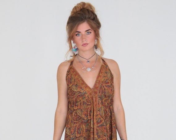 PAISLEY MAXI DRESS - Summer dress - Vintage Style - Sari dress - Indian Dress - Up cycle - Eco Fashion - Beach - Hippie - Wedding - Festival
