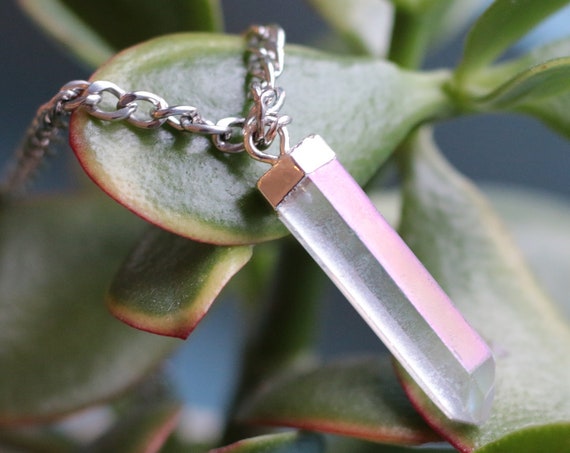 AURA QUARTZ NECKLACE - Chunky Quartz necklace - Healing Crystal - Bespoke - Gift - Necklace - Reiki - Handmade - Rainbow Quartz - Opal Gift