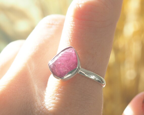 RUBY STACK RING - High Frequency Vibration Stone - Sterling silver 925 - Unpolished - Raw Natural Gemstone - Rough Organic Crystal - Minimal
