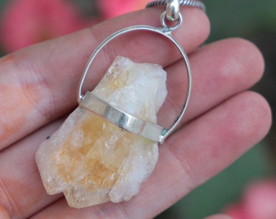 CHUNKY CITRINE NECKLACE - Sterling Silver Necklace - Raw Crystal - Bespoke - Healing - Gemstone - Birthstone Jewellery - Reiki - Chakra