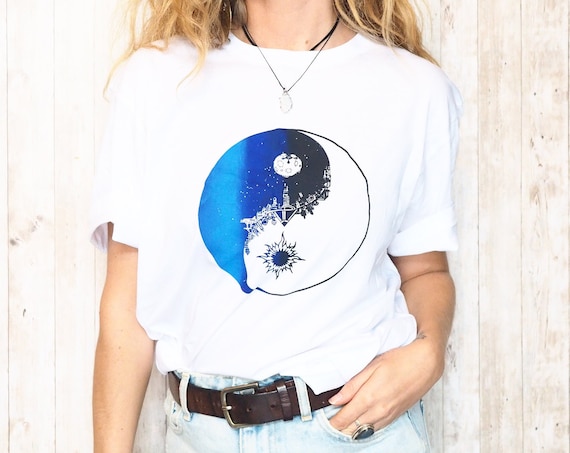 YIN YANG TSHIRT - Organic Cotton - Screen print top - Limited Edition - Vegan Approved - Non Binary - Unisex - Active wear - Student Gift