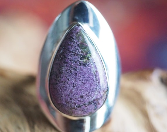 LUXURY STATEMENT RING - Charoite Crystal - Incredible Adjustable Ring - 925 Sterling Silver - Purple healing crystal - Chunky Ring - Chakra