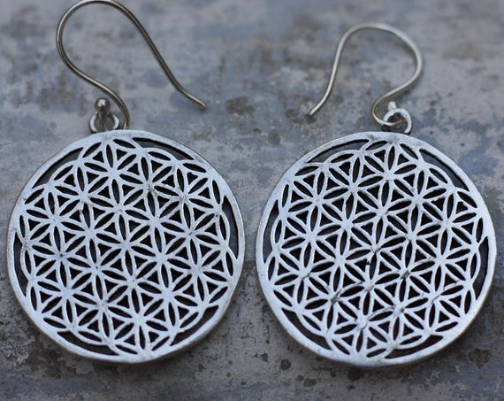 MANDALA EARRINGS - Sacred Geometry - Spiritual Jewelry - Gift set - Sale - Flower of life - Metatrons cube - Yoga - Hippie - Christmas