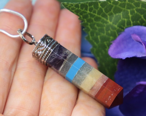7 CHAKRA NECKLACE - Rainbow Chakra Necklace - Hippie - Crystal Necklace - Healing - Semi Precious - Crystal Jewellery - Vintage - Boho