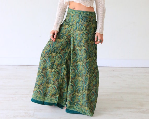 PAISLEY 70'S FLARES - Limited Edition - Silk Flares - Vintage fabric - Festival pants Hippie Skirt - Wide leg Bell bottom trouser - 60's
