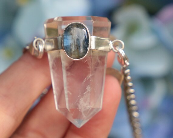 QUARTZ & KYANITE NECKLACE - Sterling Silver - Chunky Quartz - Healing Crystal - Stress Relief - Bespoke - One of a kind - Reiki - Spiritual
