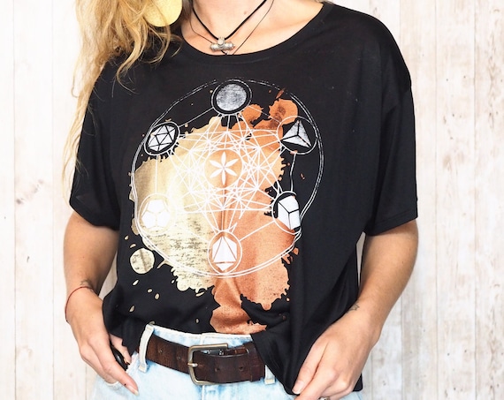 METATRONS CUBE CROP - Sacred geometry Crop top - Screen Print - Limited Edition - Vegan Clothing - Sustainable - Casual Gym Top - Yoga Wear