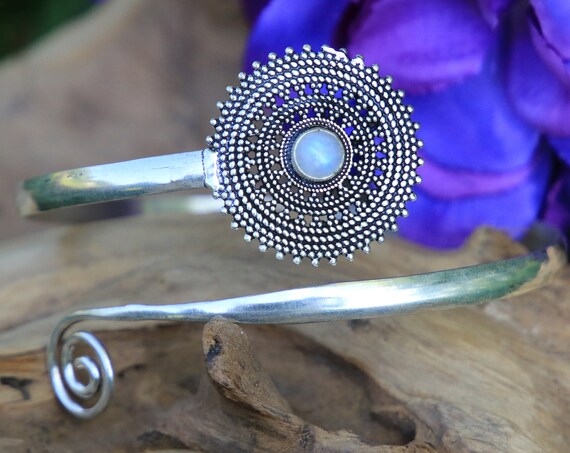 MOONSTONE ARM BAND - Festival Arm Cuff - Tribal - Upper Arm Cuff - Wedding - Bohemian - Gemstone Summer Jewelry - Healing crystal - Party