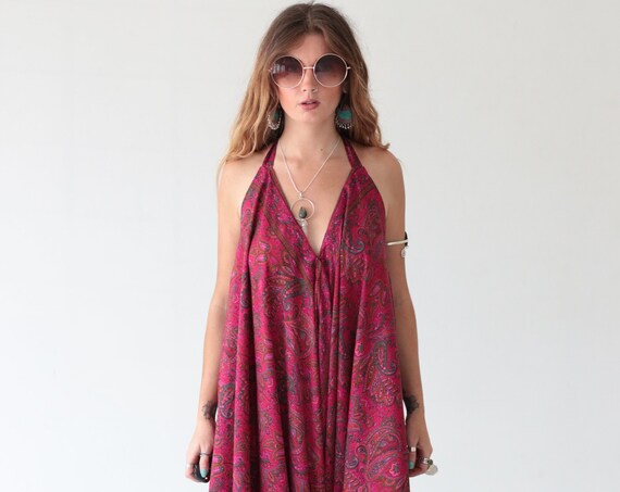 PAISLEY LUXE JUMPSUIT - Vintage Silk - Wedding - Festival -Backless - Boho - Summer Dress - Harem - Wide leg Playsuit - Travel - Beach wear