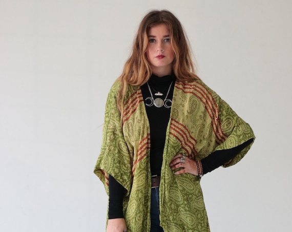INDIAN STEVIE KIMONO - Silk Cardigan - Cover Up - Bohemian Kimono - Christmas - Party Outfit - Kaftan - Waterfall - Bespoke - 100% silk