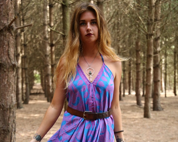 PURPLE PAISLEY DRESS - Summer Vacation - Vintage dress - Indian - Upcycle - Eco Fashion - Beach - Hippie - Sale - Maxi dress- Holiday - Gift