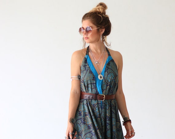 WIDE LEG JUMPSUIT - Paisley - Vintage Silk - Wedding - Festival Jumpsuit - Backless Summer Dress - Casual - Flare Playsuit - Bell Bottom