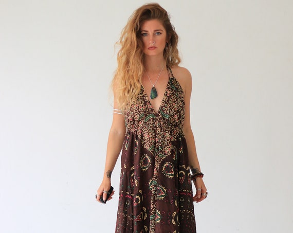 COTTON MANDALA DRESS - Hippie Summer Dress - Vintage Style - Re-worked Dress - Mandala - Beach - Summer Wedding - Vacation - Halter Top