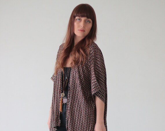 POLKA FLOWER KIMONO - Floral Kaftan - Vintage Bohemian Fabric - Asymmetric - Bespoke - Eco Fashion - Upcycle - Recycled Silk Cover Up - Gift