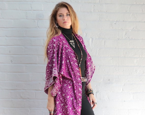 THICK SILK KIMONO - Maxi jacket - Autumn - Wedding - Vintage dress - Festival Fashion - Unisex - Fancy dress - 70's - 60's - Hippie Fashion