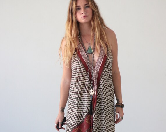 RUBY SPARROW JUMPSUIT - Indian Paisley - Block print - Handmade - Vintage Sari fabric - Hippie - Halter neck - Winter wedding - Up cycle