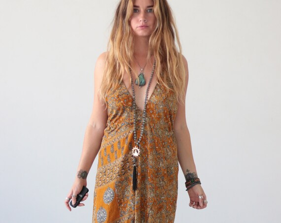 PAISLEY DREAM JUMPSUIT - Silk - Autumn - Fall - Wedding - Festival - Handmade - Vintage - Hippie - Backless - Harem Pants - Recycled - Maxi