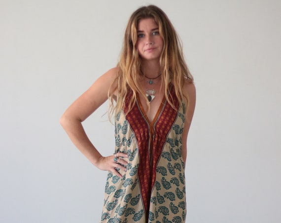 GYPSY SOUL JUMPSUIT - Summer - Wedding - Festival - Handmade - Vintage Sari fabric - Festival - Hippie - Halterneck - Couture - Upcycled