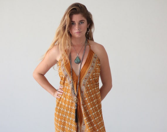 INDIAN DREAM JUMPSUIT - Wedding - Handmade - Vintage - Hippie - Backless - Couture - Up cycle - All in one - Harem - Autumn - Sari Silk