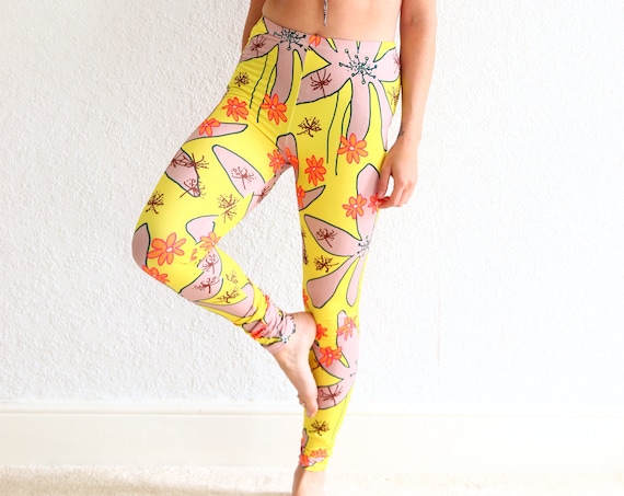SUNSHINE FLOWER LEGGINGS - Sport pants - Colourful Leggings - Yoga Pants - Festival Leggings - Pilates - Vibrant Yoga Tights - Boho Fitness