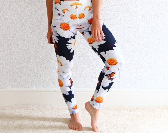 FLOWER POWER LEGGINGS - Hippie Active wear - Bohemian Yoga leggings - Fitness Clothing - Workout /Gym Wear - Festival - Hippie Pants - Daisy