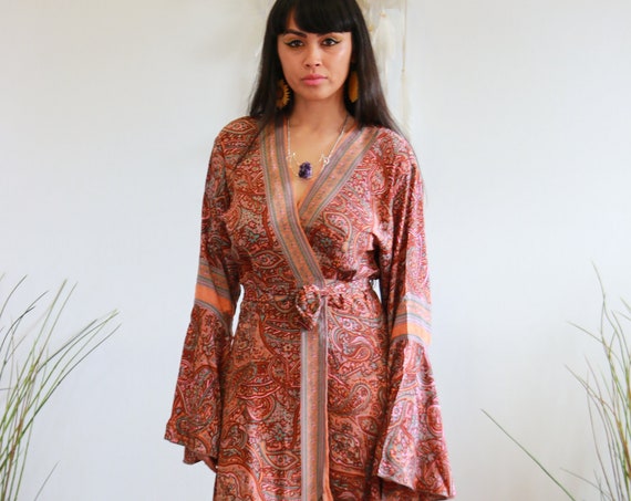 FLEETWOOD WRAP DRESS - Wrap around dress - Kimono Kaftan Dress - Maxi summer dress - Stevie Nicks Style - Floaty Vintage Gunne Sax Style