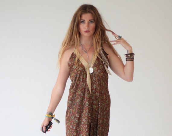 INDIAN LUXE JUMPSUIT - Harem - Handmade - Vintage Style - Festival - Bohemian - Halter neck - Couture - Summer - Luxury - Playsuit - Wedding