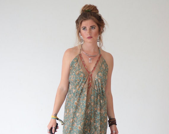 INDIAN LUXURY JUMPSUIT - Harem - Handmade - Vintage - Festival - Bohemian - Halter neck - Summer - Luxury - Playsuit - Wedding -