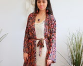 FULL LENGTH KIMONO - Long Flowing Cape - Cover Up - Kaftan - Vintage - Dressing Gown - Wrap Around Dress - House Coat - 60 39 s Gypsy