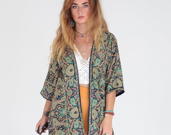 STEVIE NICKS KIMONO - Waterfall Cover Up - Asymmetric Kaftan - Vintage 60's Robe - 70's Retro Clothing - Summer Jacket - Festival Kimono