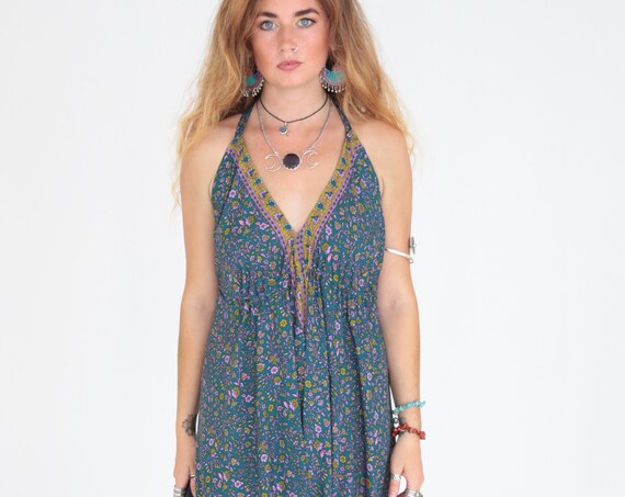 INDIAN LUXE HAREM - Jumpsuit - Super Soft Playsuit - Vintage 70's - 60's Sari - Hippie Style - Halterneck - Backless Jumpsuit - Summer Style