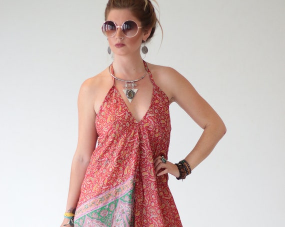 FESTIVAL JUMPSUIT - Christening - Summer - Prom - Vintage Style - Wedding outfit - Festival - Bohemian Maxi Playsuit - Paisley Silk - Indian