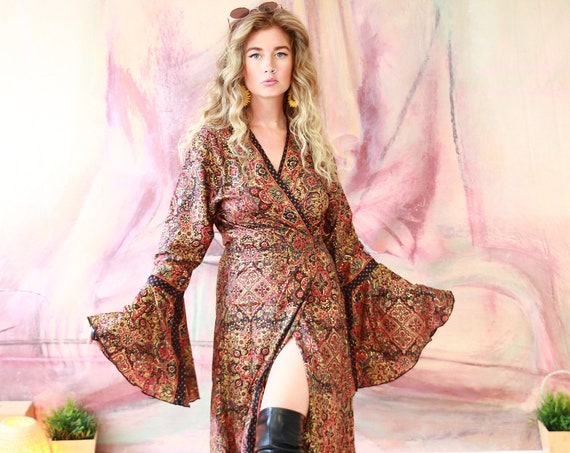 FLEETWOOD WRAP DRESS - Wrap around dress - Kimono Kaftan - Maxi summer dress - Stevie Nicks Style - Floaty Vintage - Gunne Sax Style - Gown