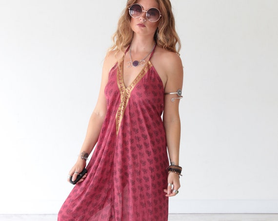 LUXURY HAREM JUMPSUIT - Handmade - Vintage - Festival - Bohemian - Halter neck - Summer - Luxury - Playsuit - Wedding - Backless - Playsuit