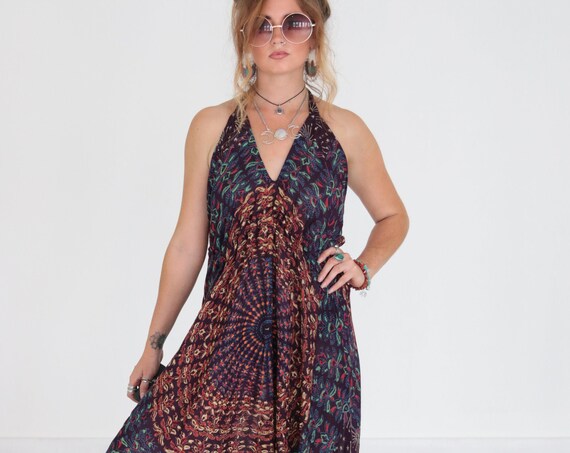 GYPSY MANDALA JUMPSUIT - Hippie Cotton Dress - Summer Style - Re-worked Vintage - Mandala Blanket - Fall - Free Size - Harem Pants - Travel