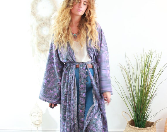 GODESS KIMONO - Luxury Coat - Full length Jacket - Cape - Cover Up - Ruby Sparrow Kaftan - Vintage - Dressing Gown - Wrap Around Maxi Dress