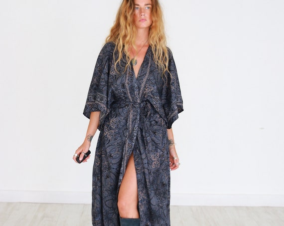 RUBY SPARROW KIMONO - Luxury Paisley Kimono - Full length Jacket - Cape - Cover Up - Kaftan - Vintage inspired Dressing Gown - Wrap Dress