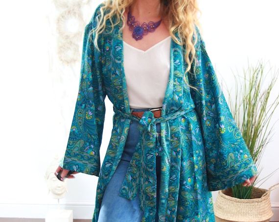 MAXI KAFTAN DRESS - Long Dress Jacket - Cover Up - Kaftan - Vintage 70's, 60's , 50's - Dressing Gown - Wrap Around - House Coat - Gunne Sax