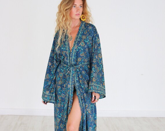 GODESS KIMONO - Luxury Coat - Full length Jacket - Cape - Cover Up - Ruby Sparrow Kaftan - Vintage - Dressing Gown - Wrap Around Maxi Dress