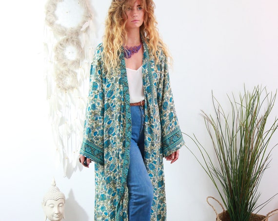 RUBY SPARROW KIMONO - Luxury Paisley Kimono - Full length Jacket - Cape - Cover Up - Kaftan - Vintage inspired Dressing Gown - Wrap Dress