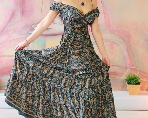 BLACK ESMERLEDA DRESS - Folk festival dress - 60's hippie - Gunne sax inspired - Peasant dress - Flamenco - Gypsy - Prom - Breast feeding