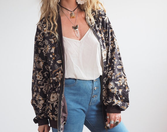 BLACK BOMBER JACKET - Lightweight jacket - Block Print - Non Binary - Organic cotton - Summer Coat - Layer Jacket - Eco - Slow Fashion