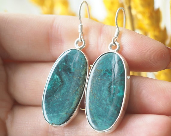 OCEAN TURQUOISE EARRINGS - Natural Blue Turquoise - 925 Sterling Silver Earrings - Gemstone - Vintage - Navajo - Aztec - Indan Style - Sea