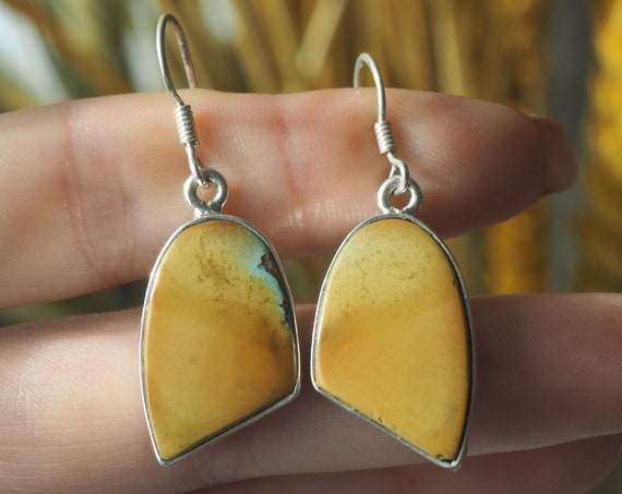 NATURAL TURQUOISE EARRINGS - Rare Natural - 925 Sterling Silver Earrings - Gemstone - Green turquoise - Brown Turquoise - Navajo Aztec