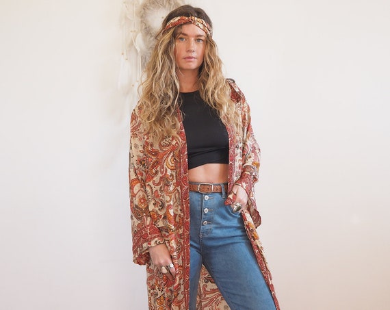 RUBY SPARROW KIMONO - Luxury Paisley Kimono - Full length Jacket - Cape - Cover Up - Kaftan - Vintage inspired Dressing Gown - Wrap Dress