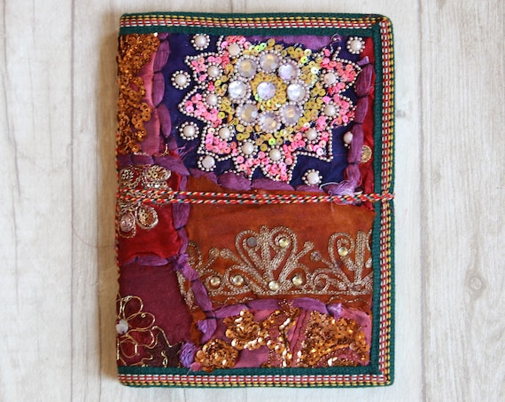 PURPLE SARI JOURNAL - Indian sari notebook - Student - Journal - Back to school - Sketch book - Diary - Planner - Stocking Filler Scrapbook