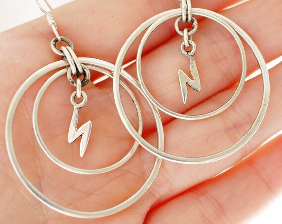 LIGHTNING BOLT EARRINGS - 925 Sterling Silver - Zap - wizard - wand - Magic - David Bowie - lightning bolt - Lightweight Statement Earring