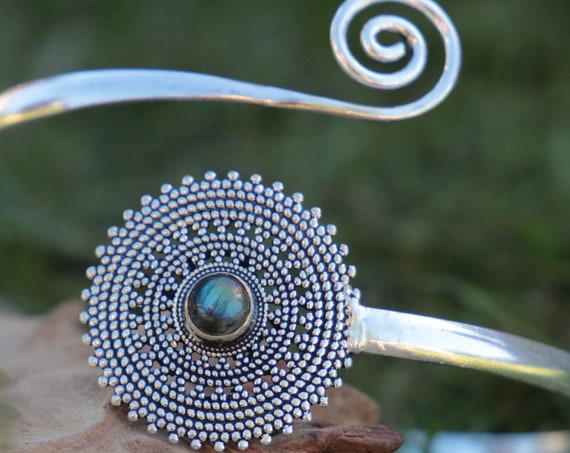 LABRADORITE ARM BAND - Festival Arm Cuff - Tribal - Upper Arm Cuff - Wedding - Bohemian - Gemstone Summer Jewelry - Healing crystal - Party